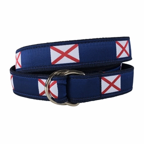 Alabama State Flag Ribbon D-Ring Belt