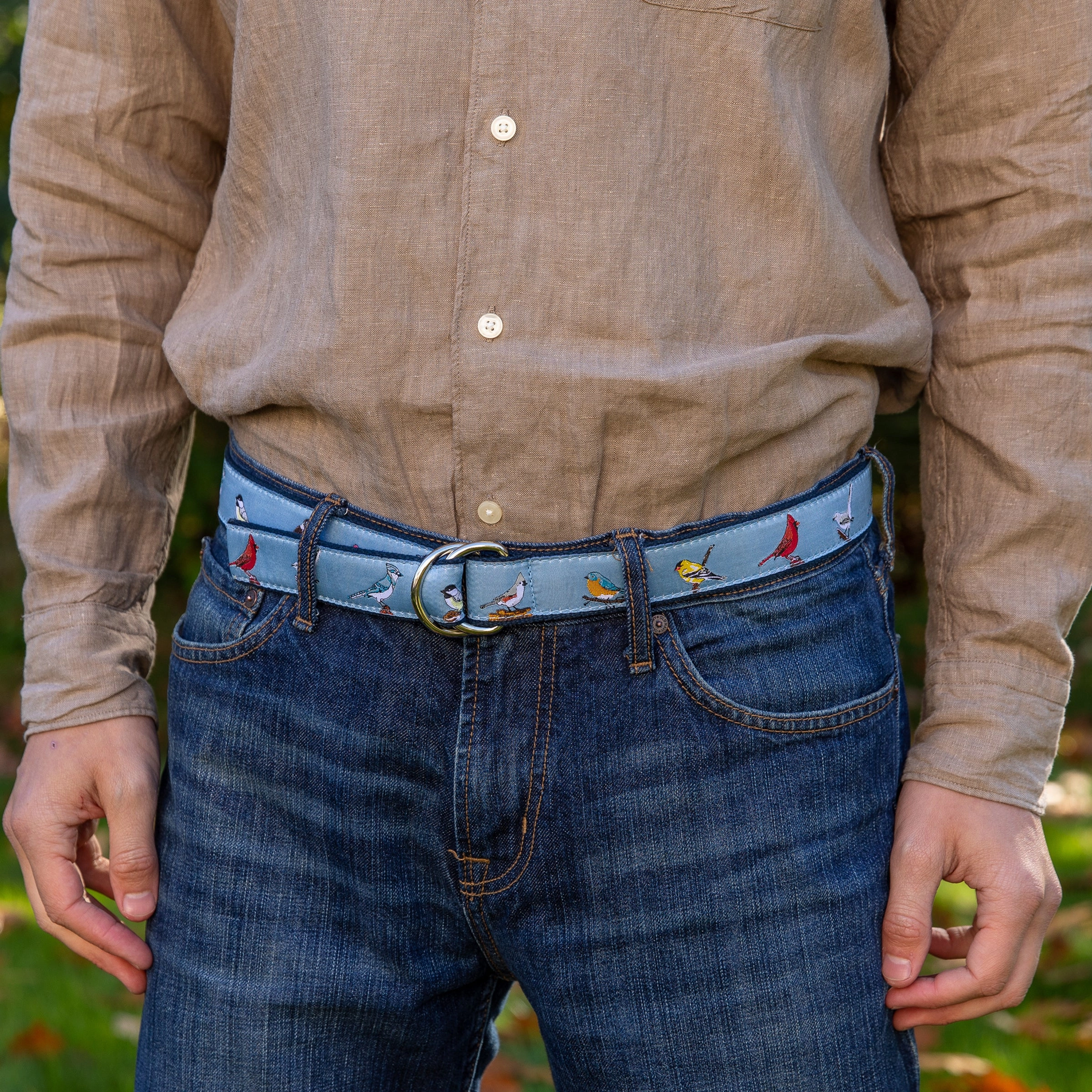 Backyard Birds Ribbon D-Ring Belt