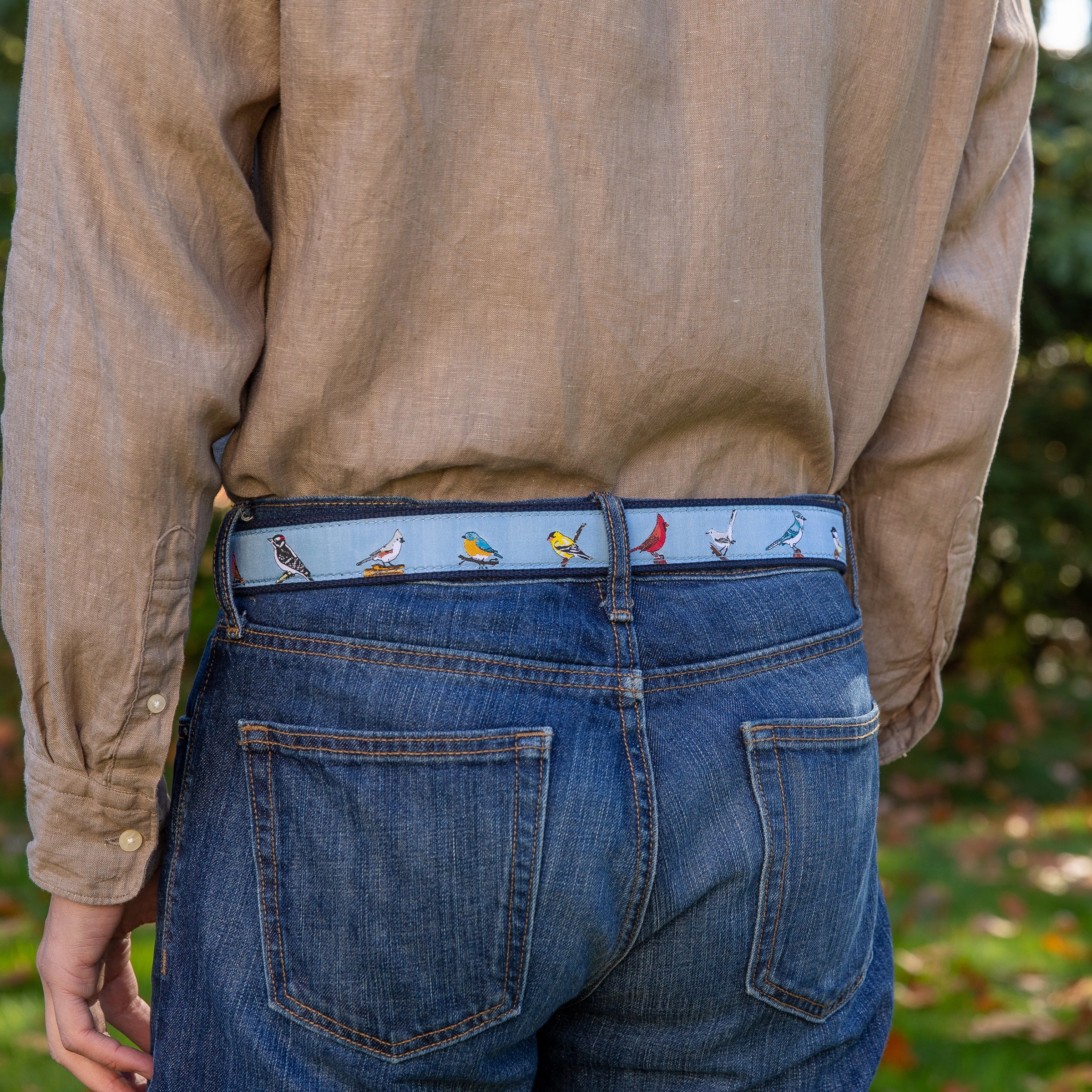 Backyard Birds Ribbon D-Ring Belt