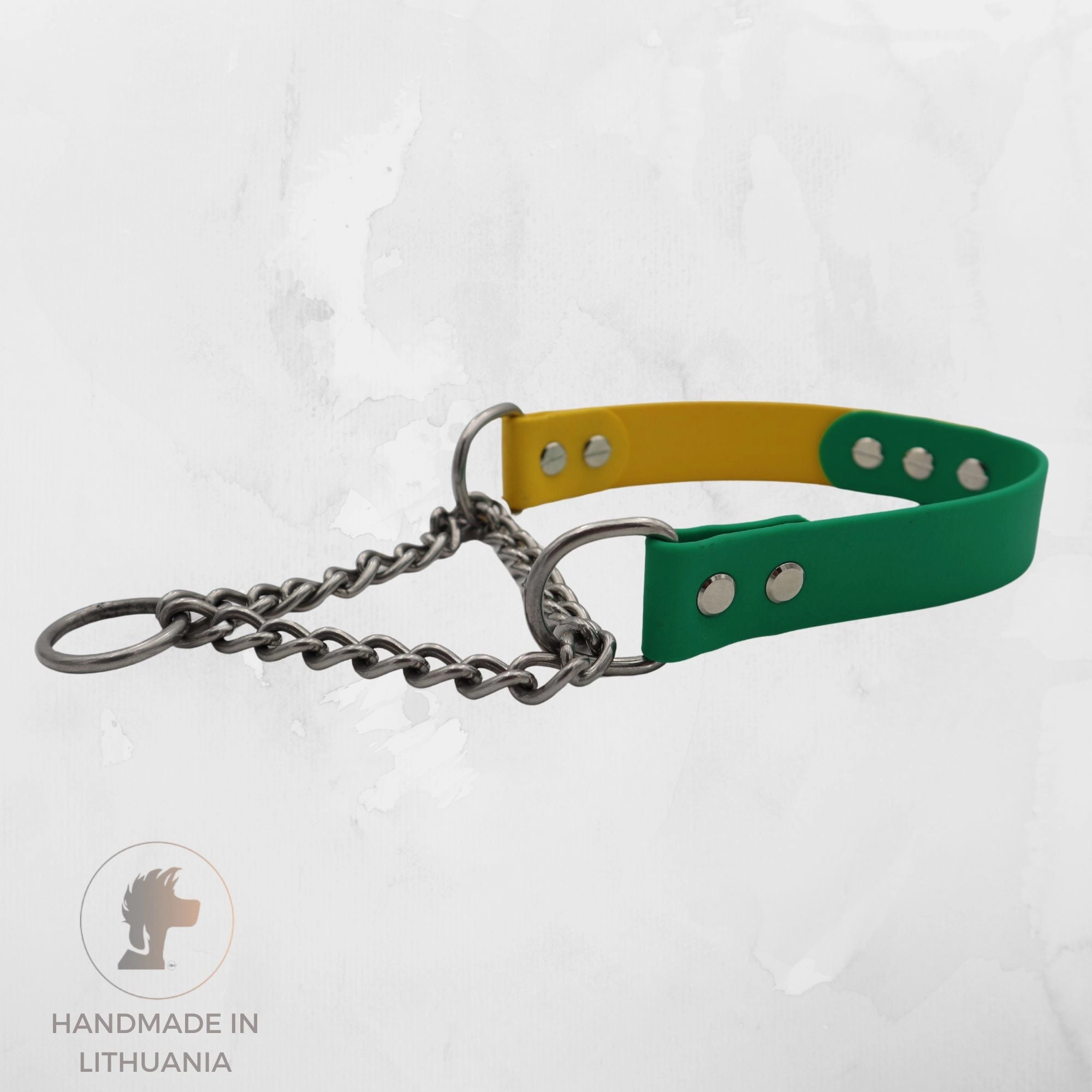 Biothane Dog Collar | Green-Yellow | Martingale with chain | Width: 25 mm | Length: 37-41 cm