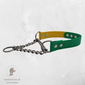 Biothane Dog Collar | Green-Yellow | Martingale with chain | Width: 25 mm | Length: 37-41 cm