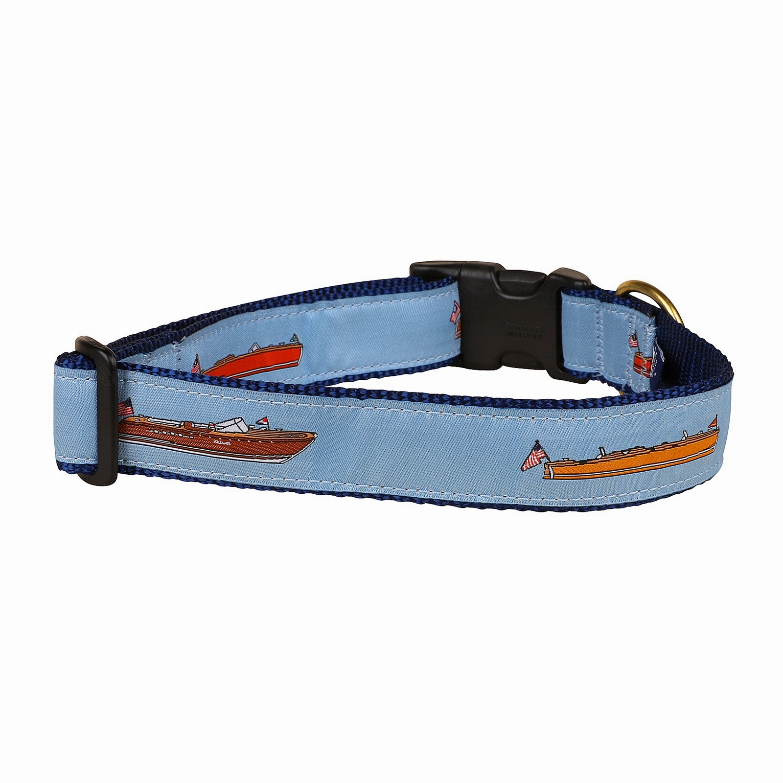 Classic Lake Boats Ribbon Dog Collar