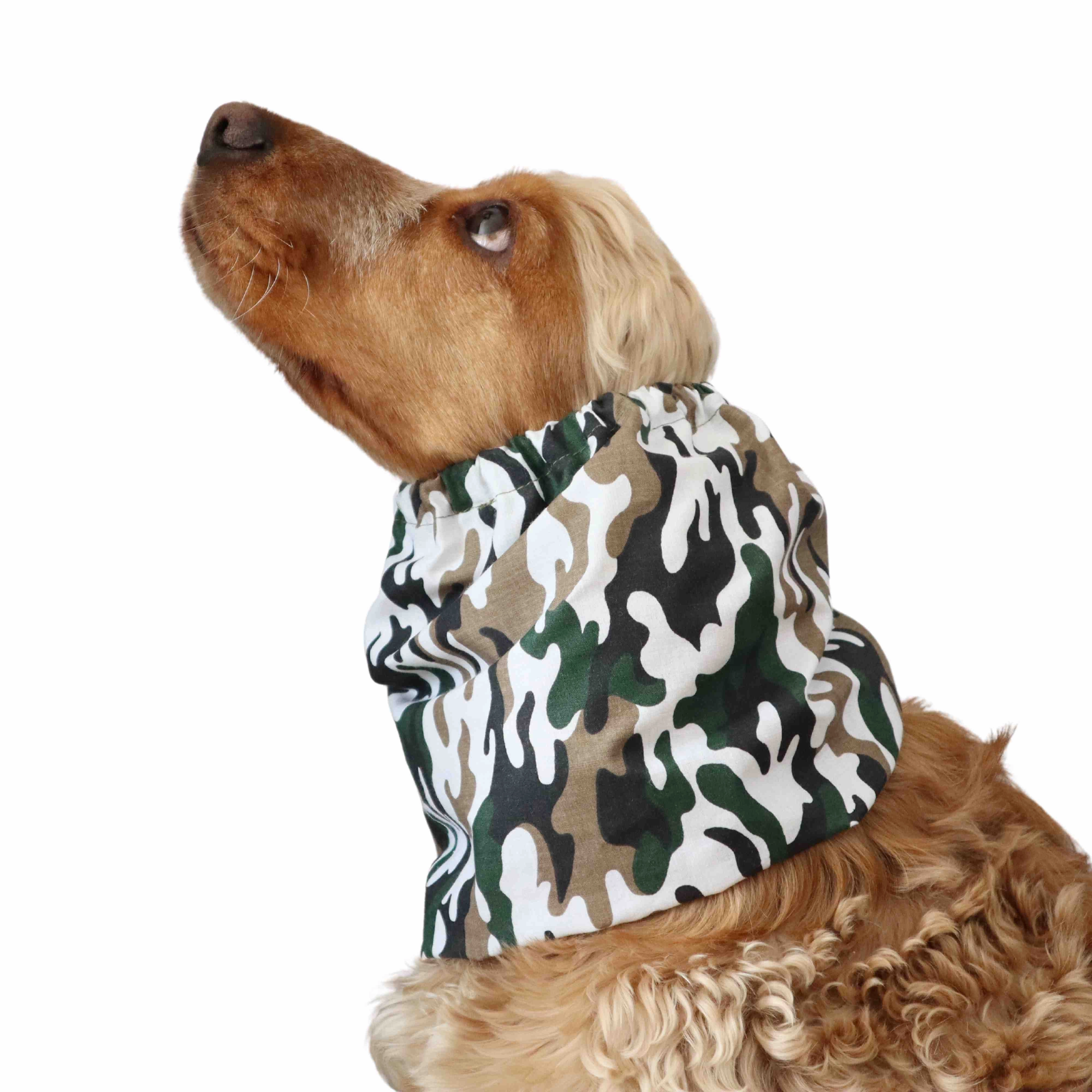 Cotton Dog Snood | Brown-Green Camouflage