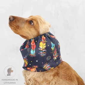 Cotton Dog Snood | Colorful feather