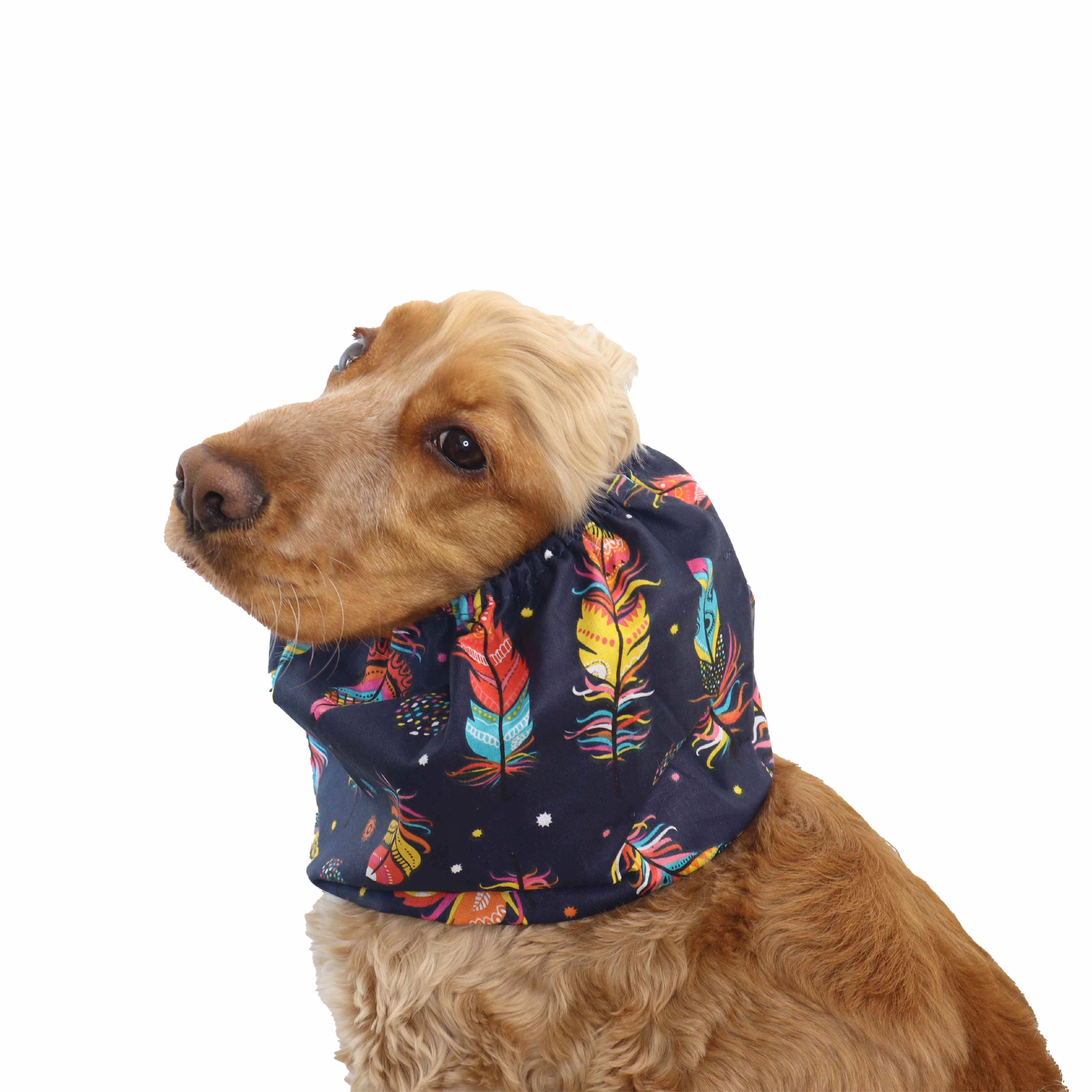 Cotton Dog Snood | Colorful feather
