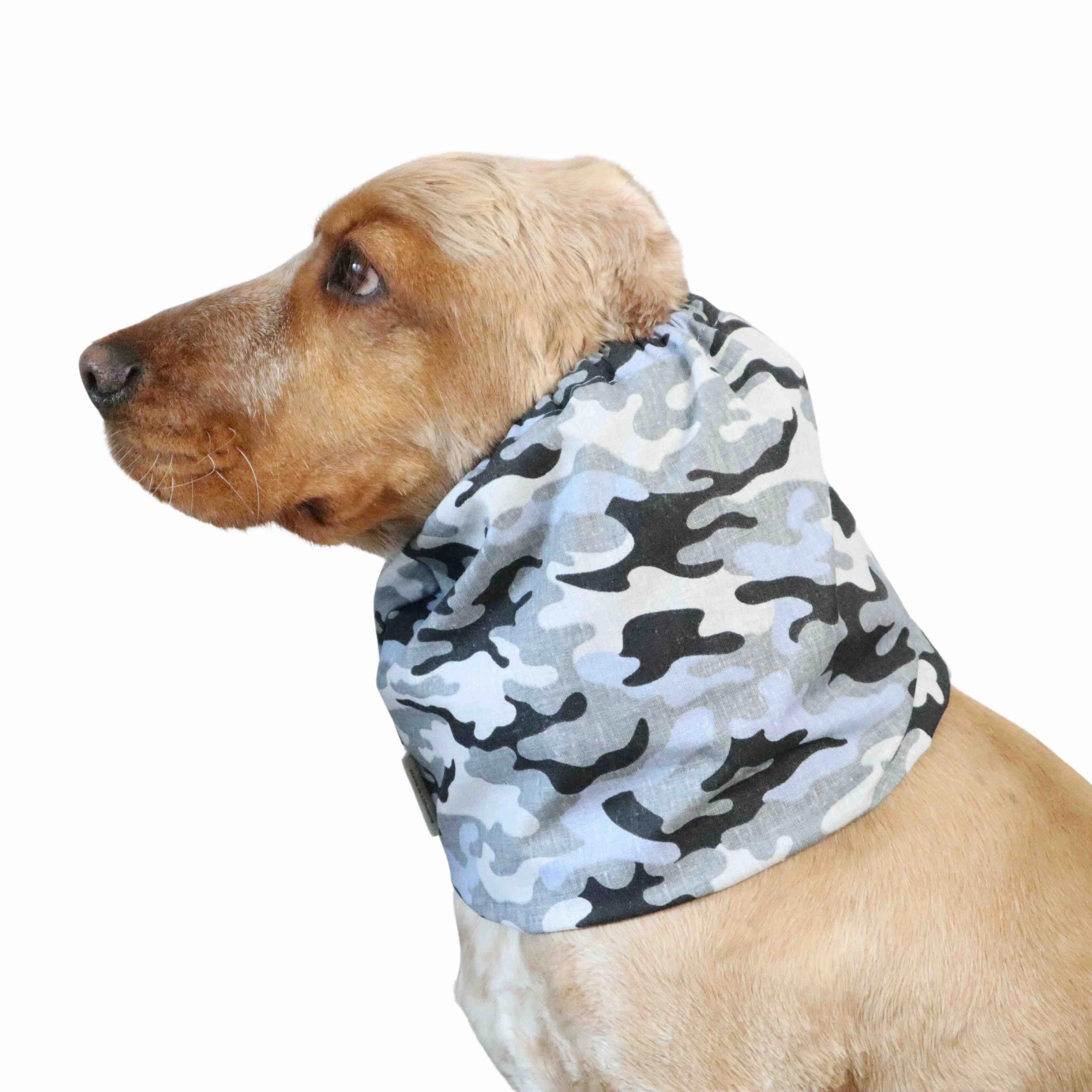 Cotton Dog Snood | Gray Camouflage