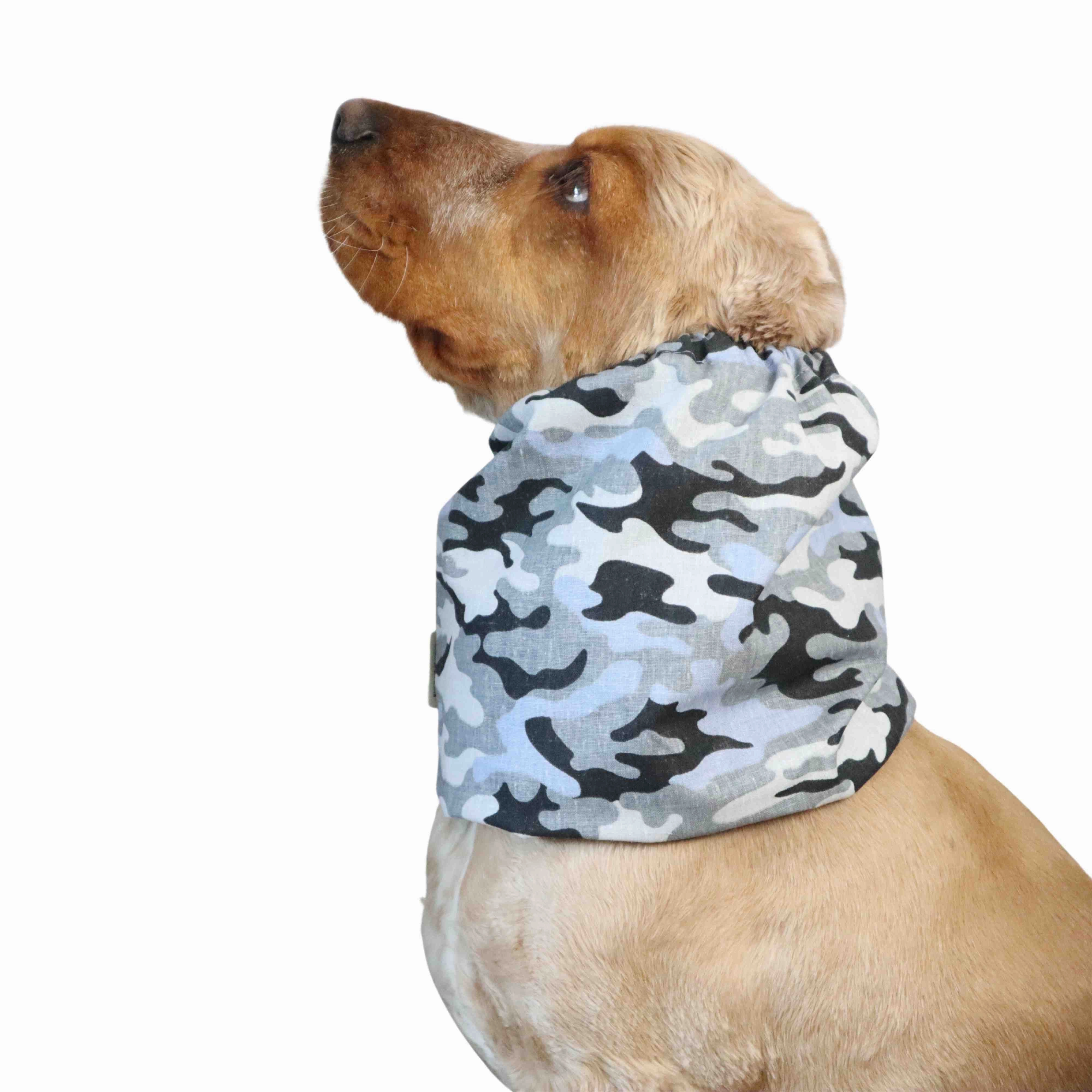 Cotton Dog Snood | Gray Camouflage