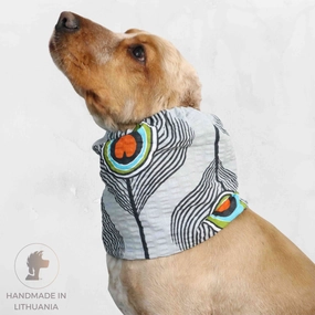 Cotton Dog Snood | Peacock Feathers