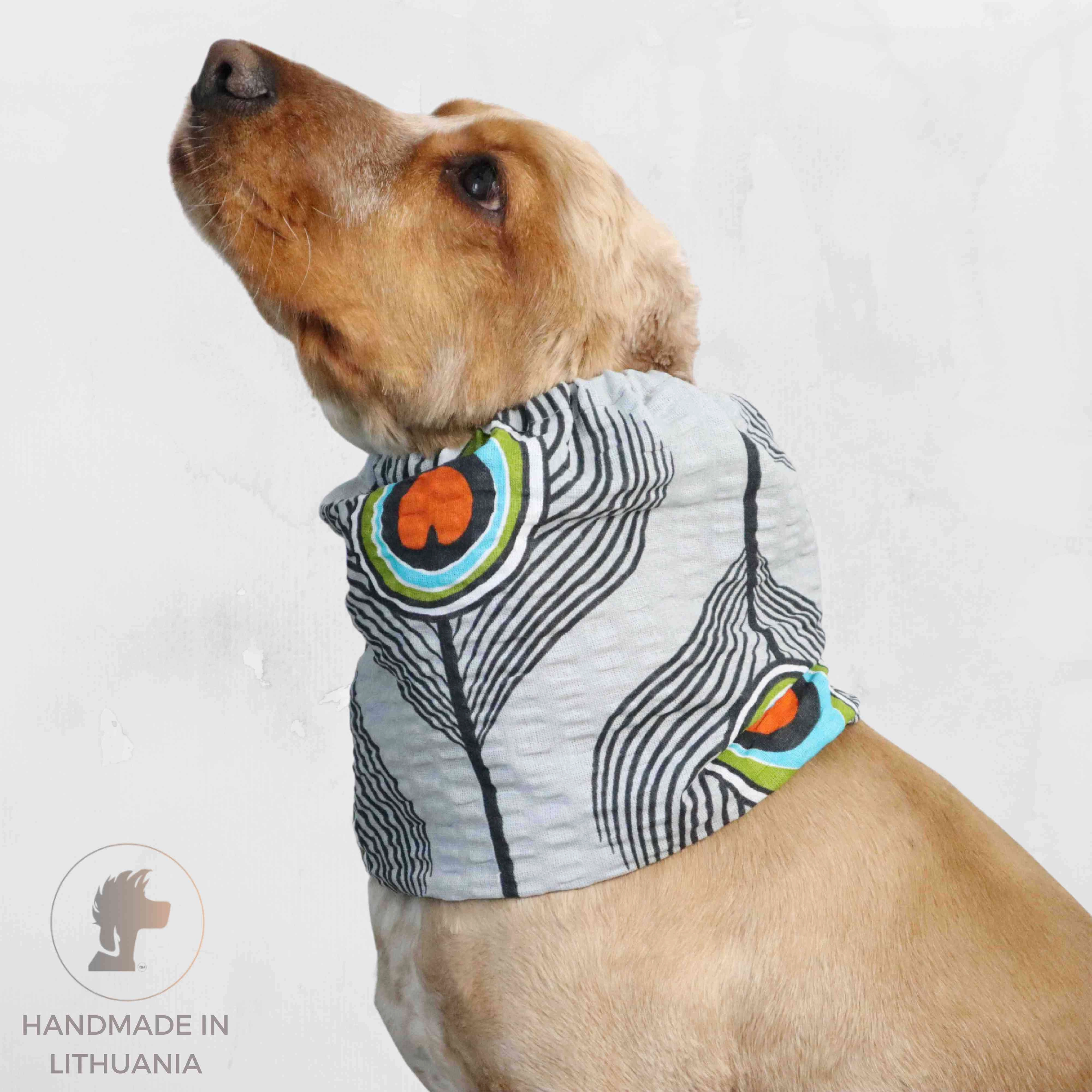 Cotton Dog Snood | Peacock Feathers