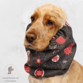 Cotton Dog Snood | Snowflakes In Grey
