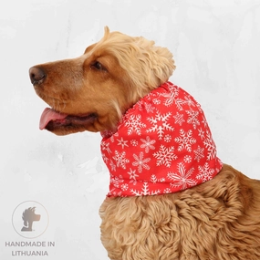 Cotton Dog Snood | Snowflakes In Red