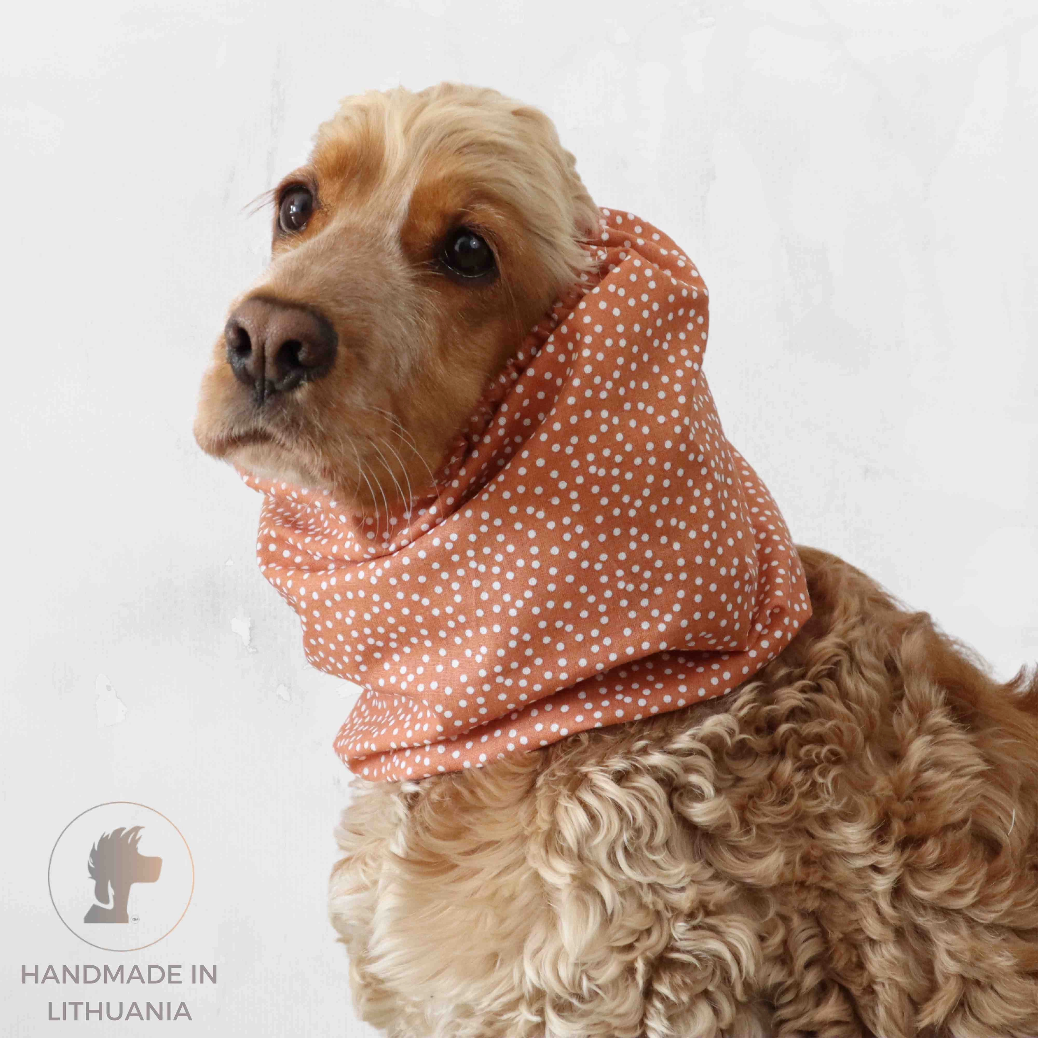 Cotton Dog Snood | White Dots In Copper