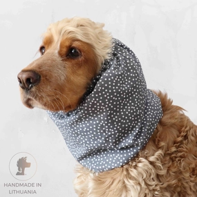 Cotton Dog Snood | White Dots In Grey