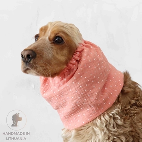 Cotton (Muslin) Dog Snood | Coral Dots