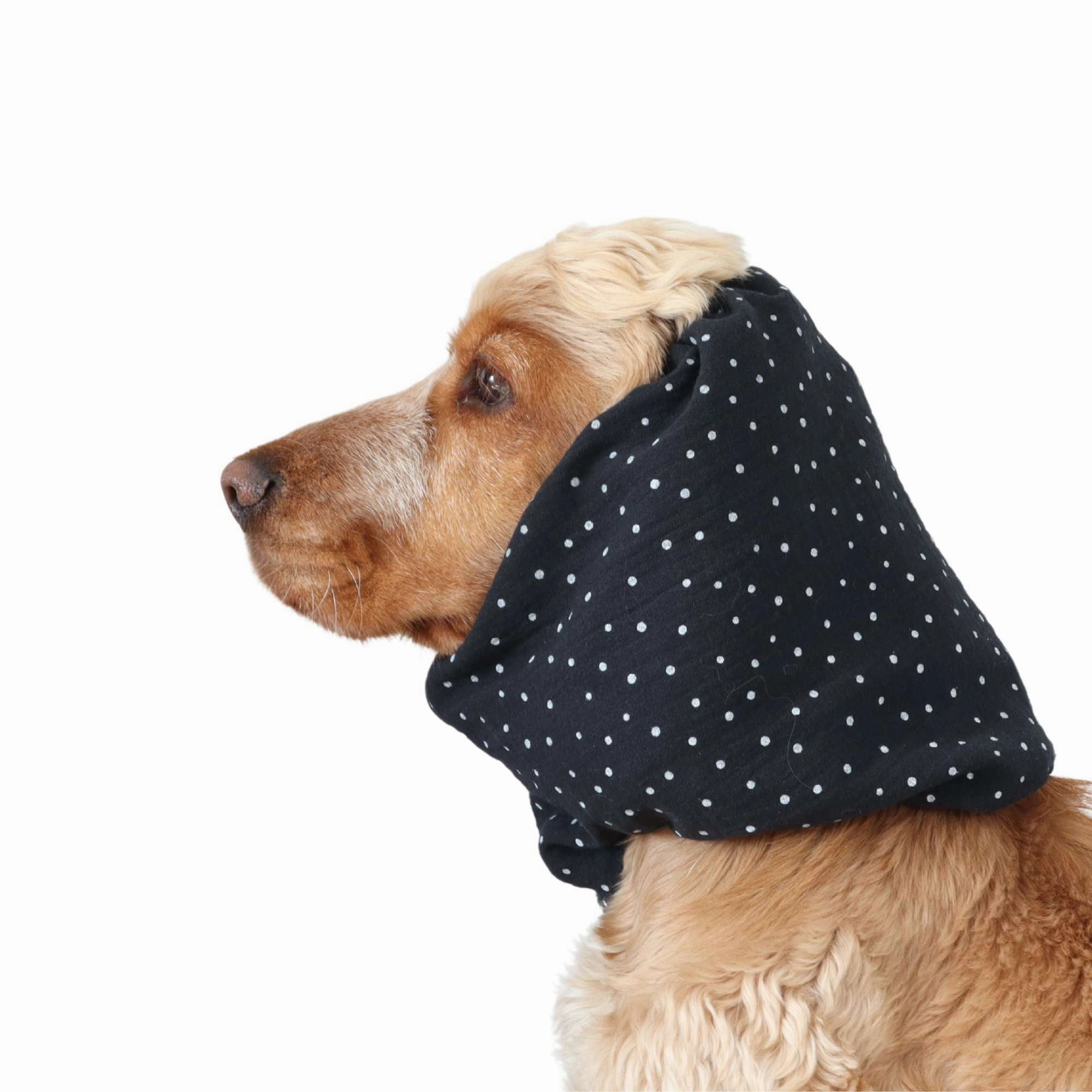 Cotton (Muslin) Dog Snood | Dots in Black