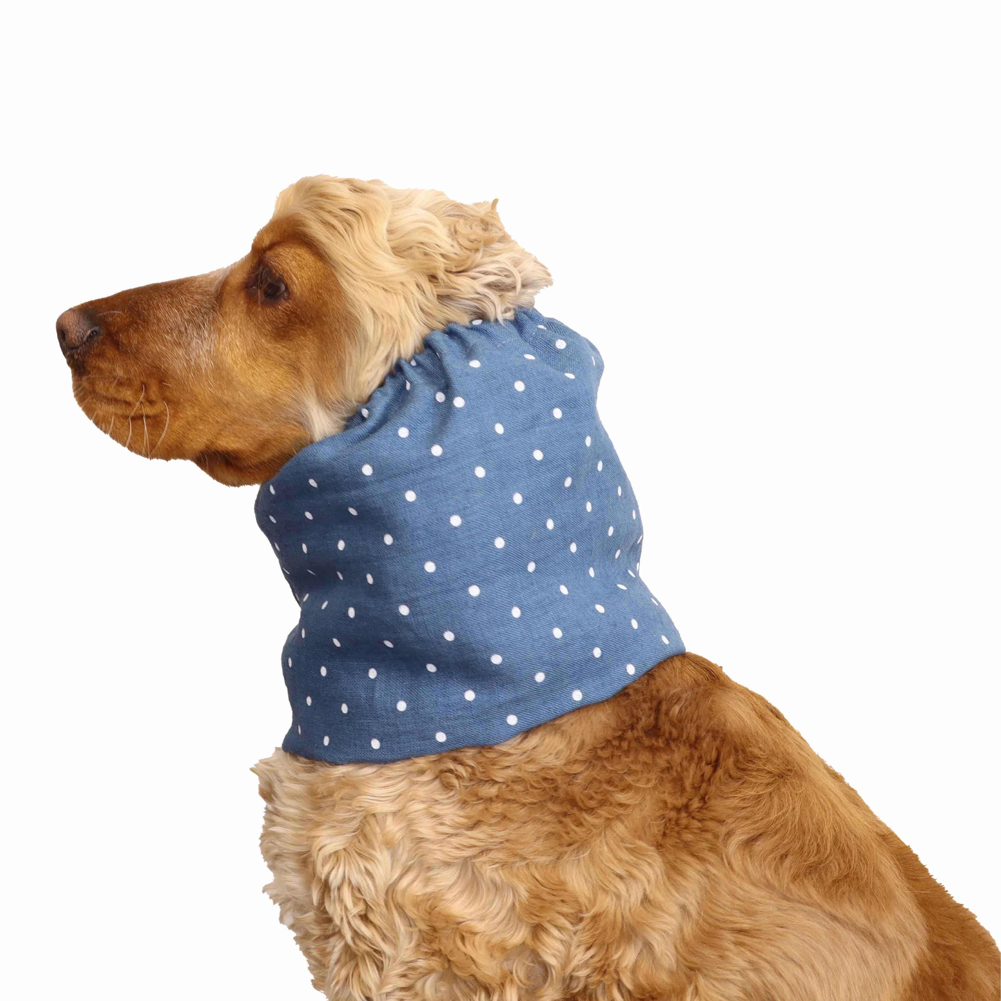 Cotton (Muslin) Dog Snood | Dots in Blue