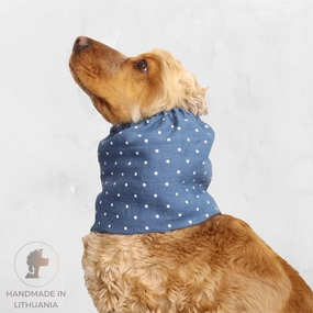 Cotton (Muslin) Dog Snood | Dots in Blue