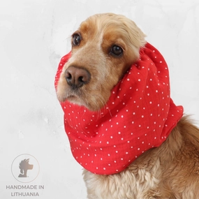 Cotton (Muslin) Dog Snood | Dots in Red