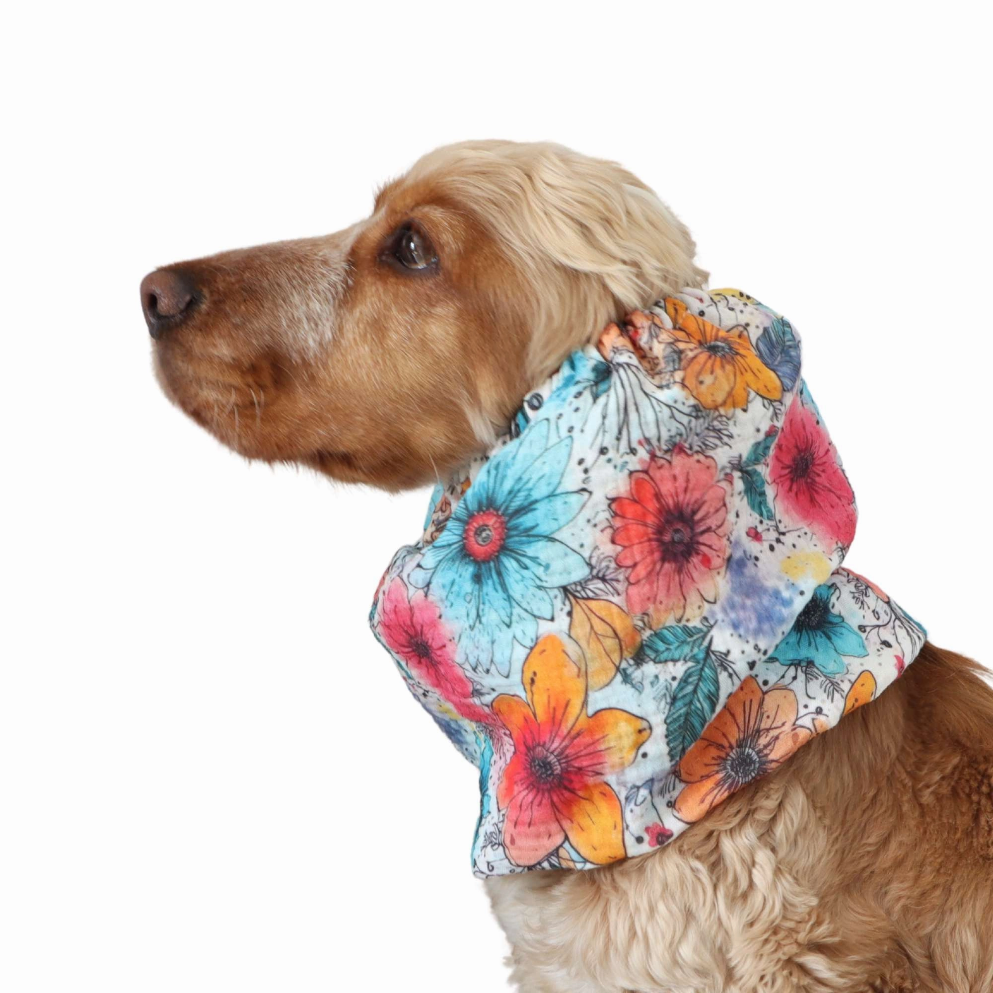 Cotton (Muslin) Dog Snood | Watercolour Blossoms