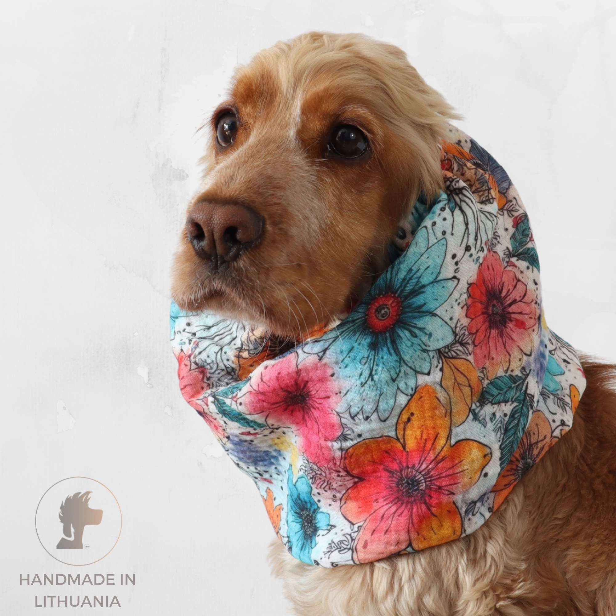 Cotton (Muslin) Dog Snood | Watercolour Blossoms