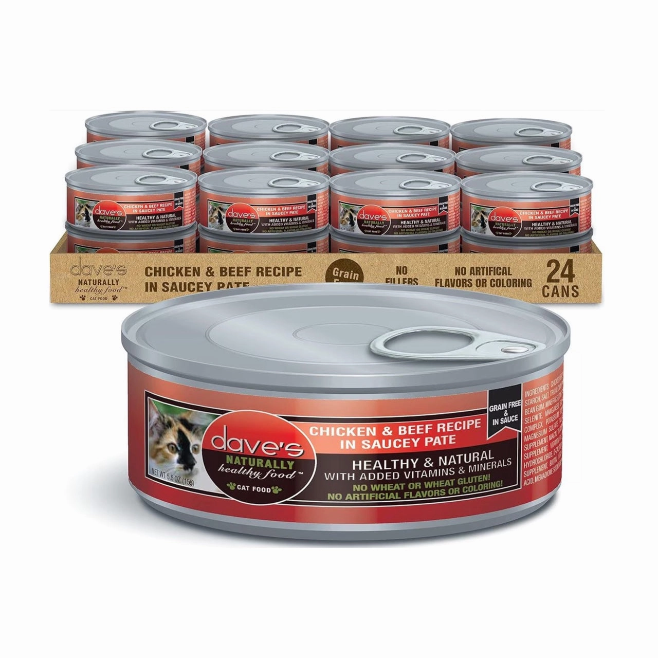 Dave's Saucy Pate Chicken & Beef Recipe Canned Cat Food