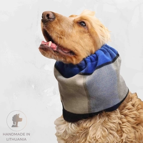 Flannel Dog Snood | Plaid Blue Grey Black