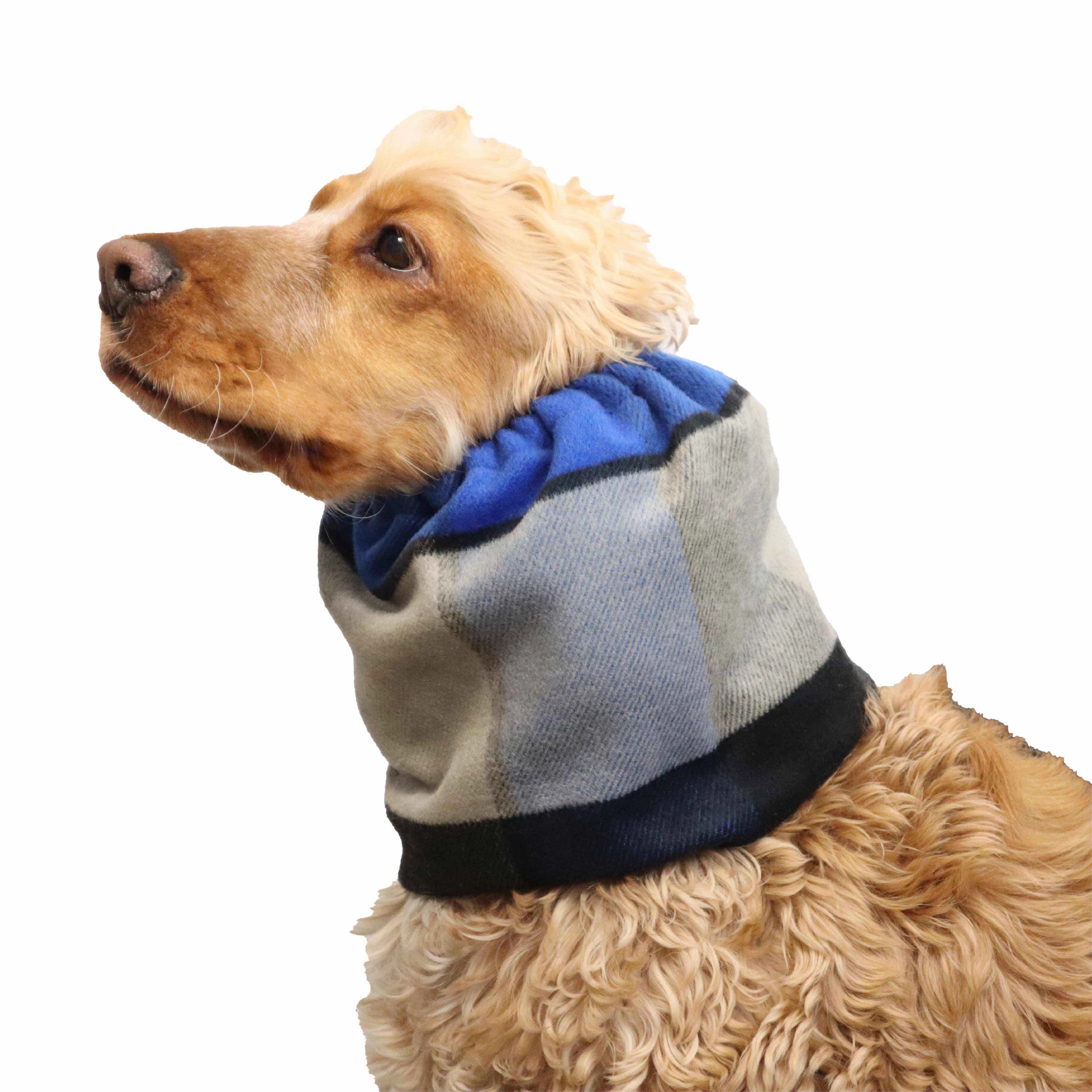 Flannel Dog Snood | Plaid Blue Grey Black