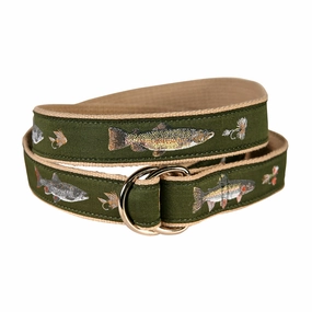 Freshwater Fish & Flies Ribbon D-Ring Belt