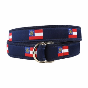 Georgia State Flag Ribbon D-Ring Belt