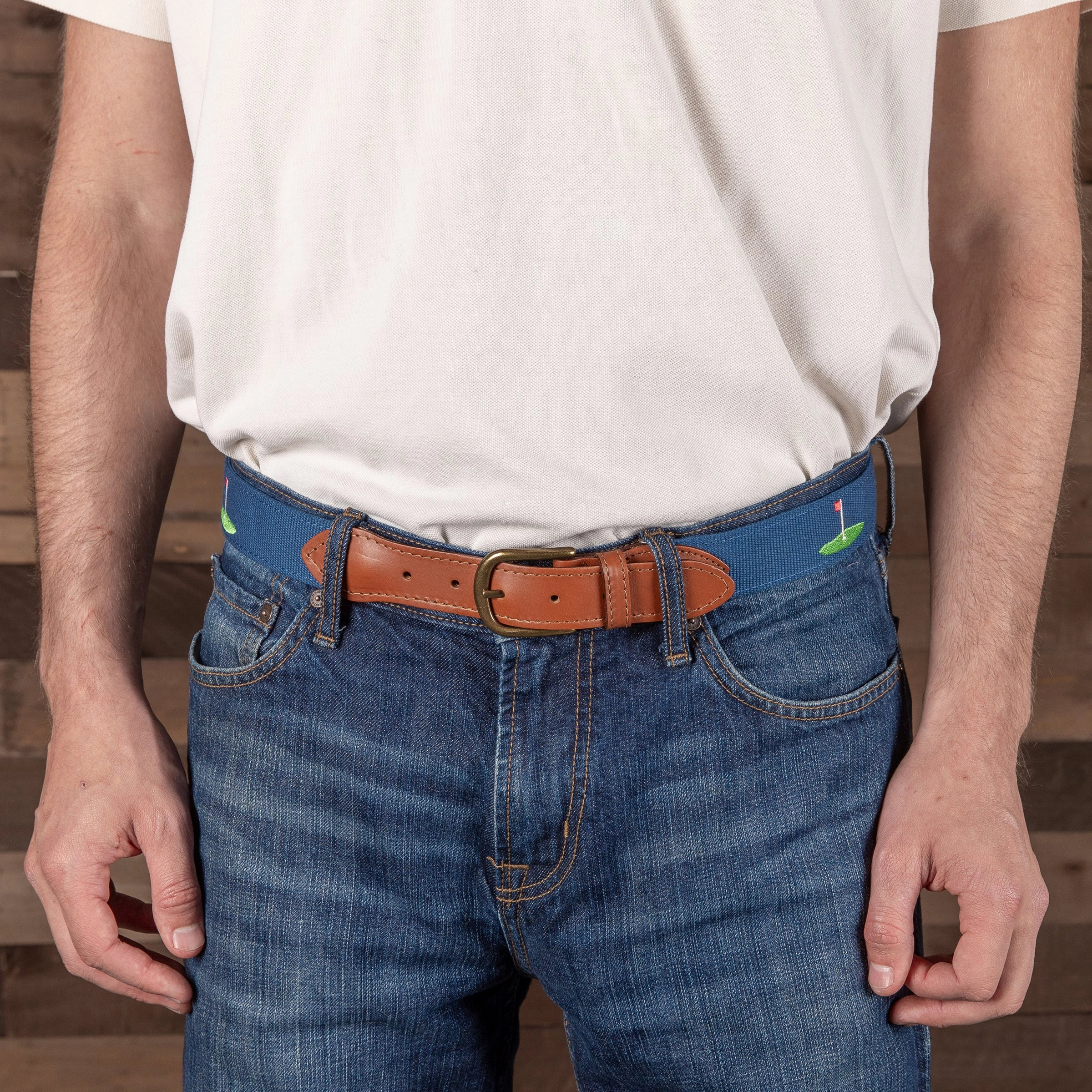 Golf Green Embroidered Belt