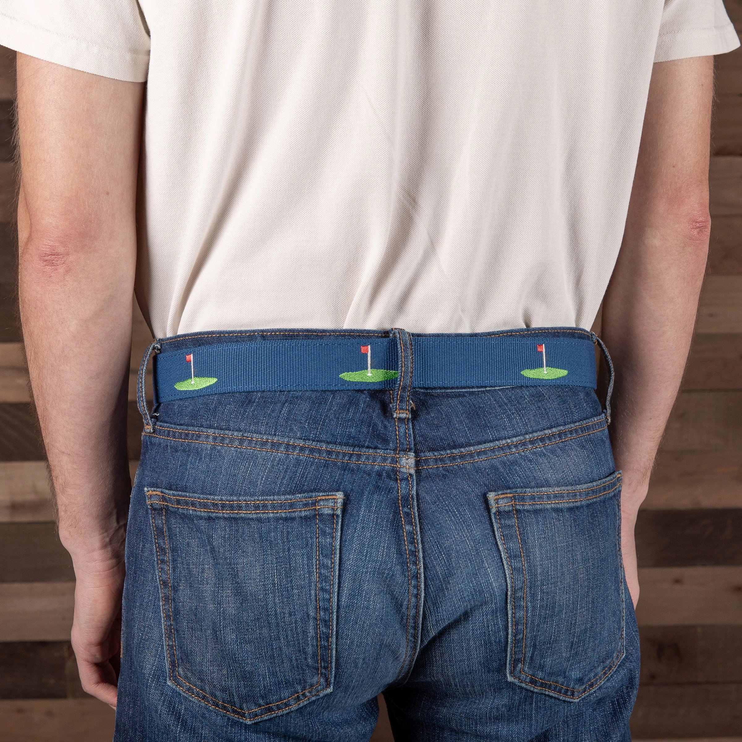 Golf Green Embroidered Belt