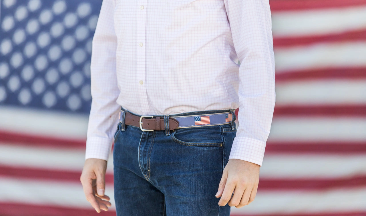 Historical American Flags Ribbon Club Belt