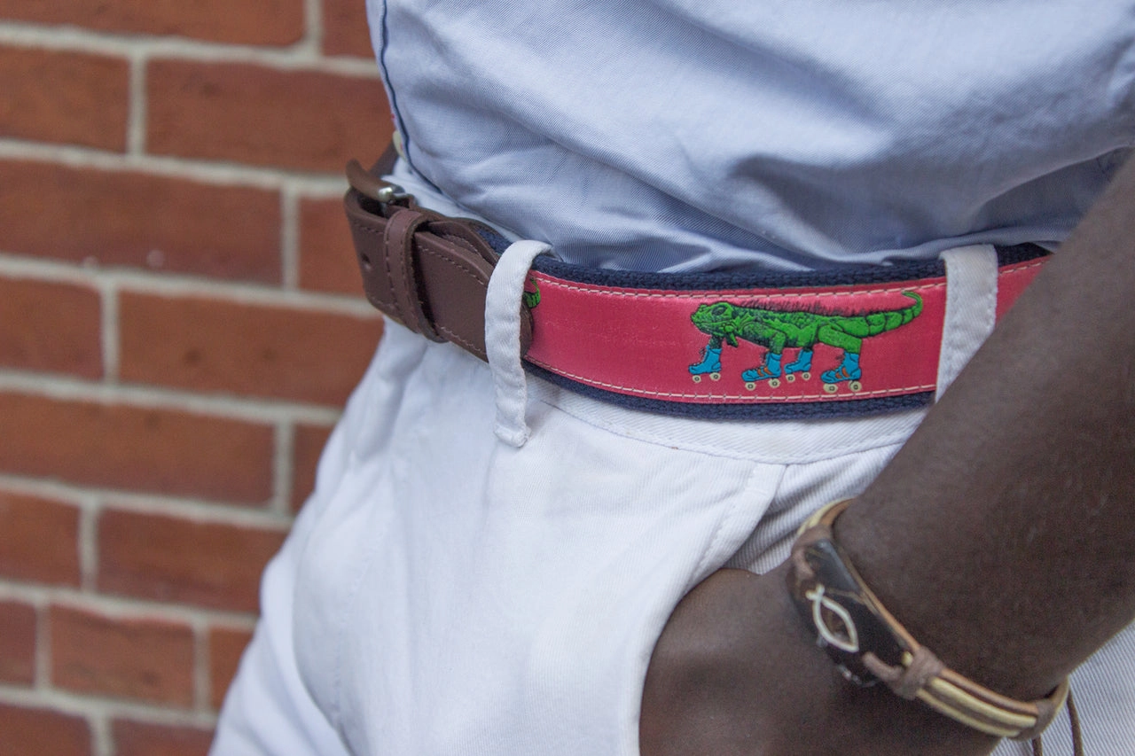 Iguana on Roller Skates Ribbon Club Belt