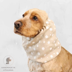 Linen Dog Snood | Beige Dots