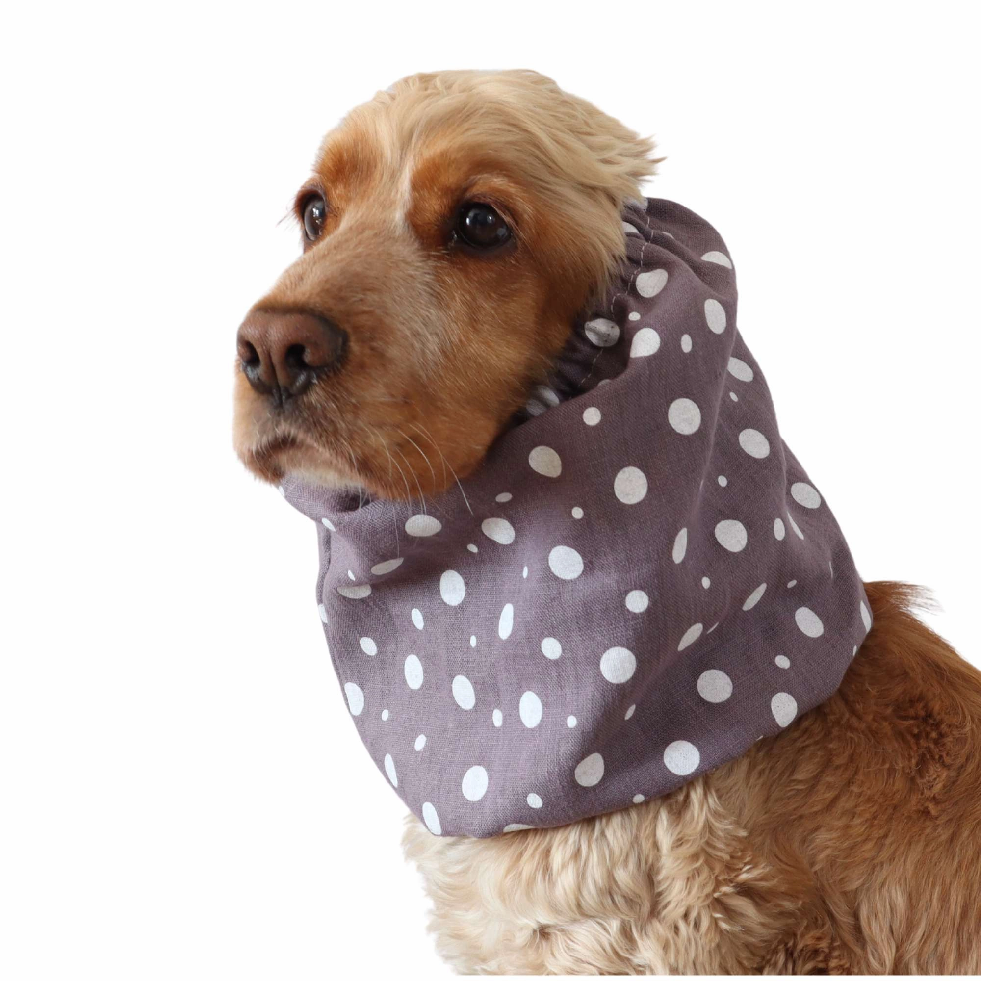 Linen Dog Snood | Dots in Dusty Violet