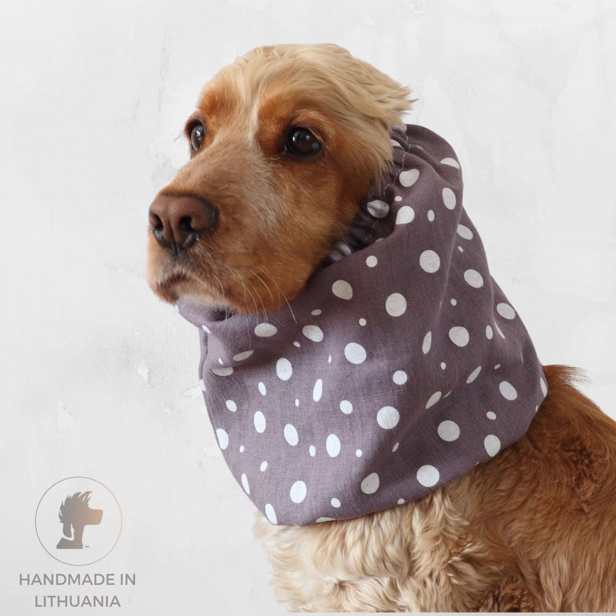 Linen Dog Snood | Dots in Dusty Violet