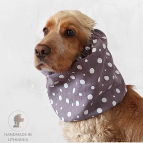 Linen Dog Snood | Dots in Dusty Violet