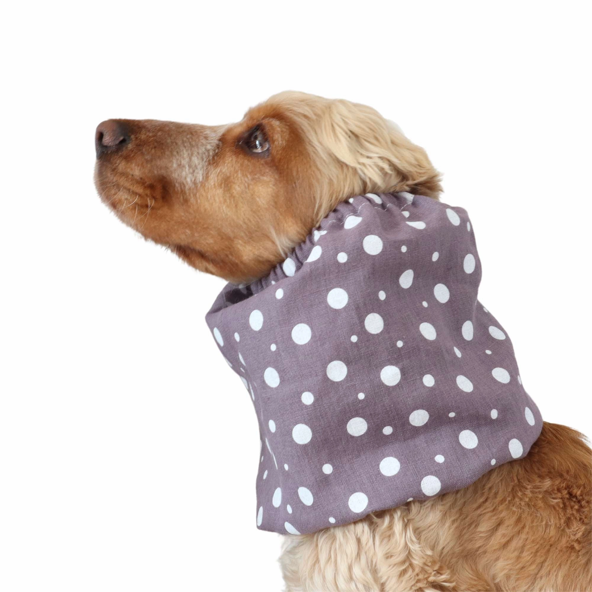Linen Dog Snood | Dots in Dusty Violet