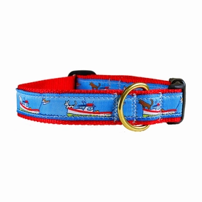 Lobster Boats Ribbon Dog Collar