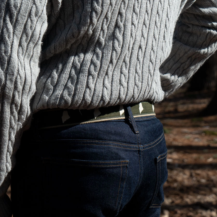 Maine Silhouette Ribbon D-Ring Belt