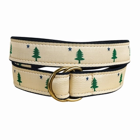 Maine Tree & Star Ribbon D-Ring Belt