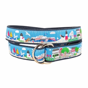 Nantucket Island Life Ribbon D-Ring Belt