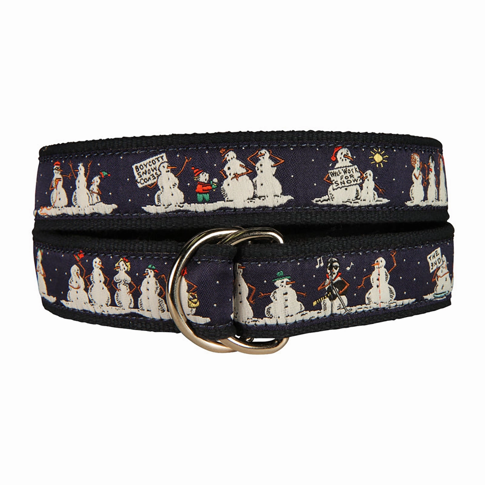 Naughty Snowmen Ribbon D-Ring Belt
