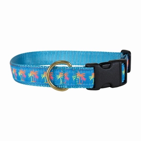 Neon Palms Ribbon Dog Collar