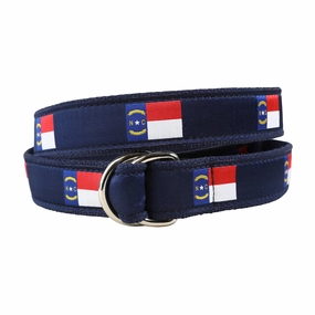 North Carolina State Flag Ribbon D-Ring Belt