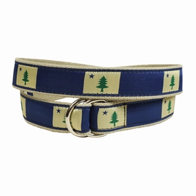 Original Maine Flag Ribbon D-Ring Belt