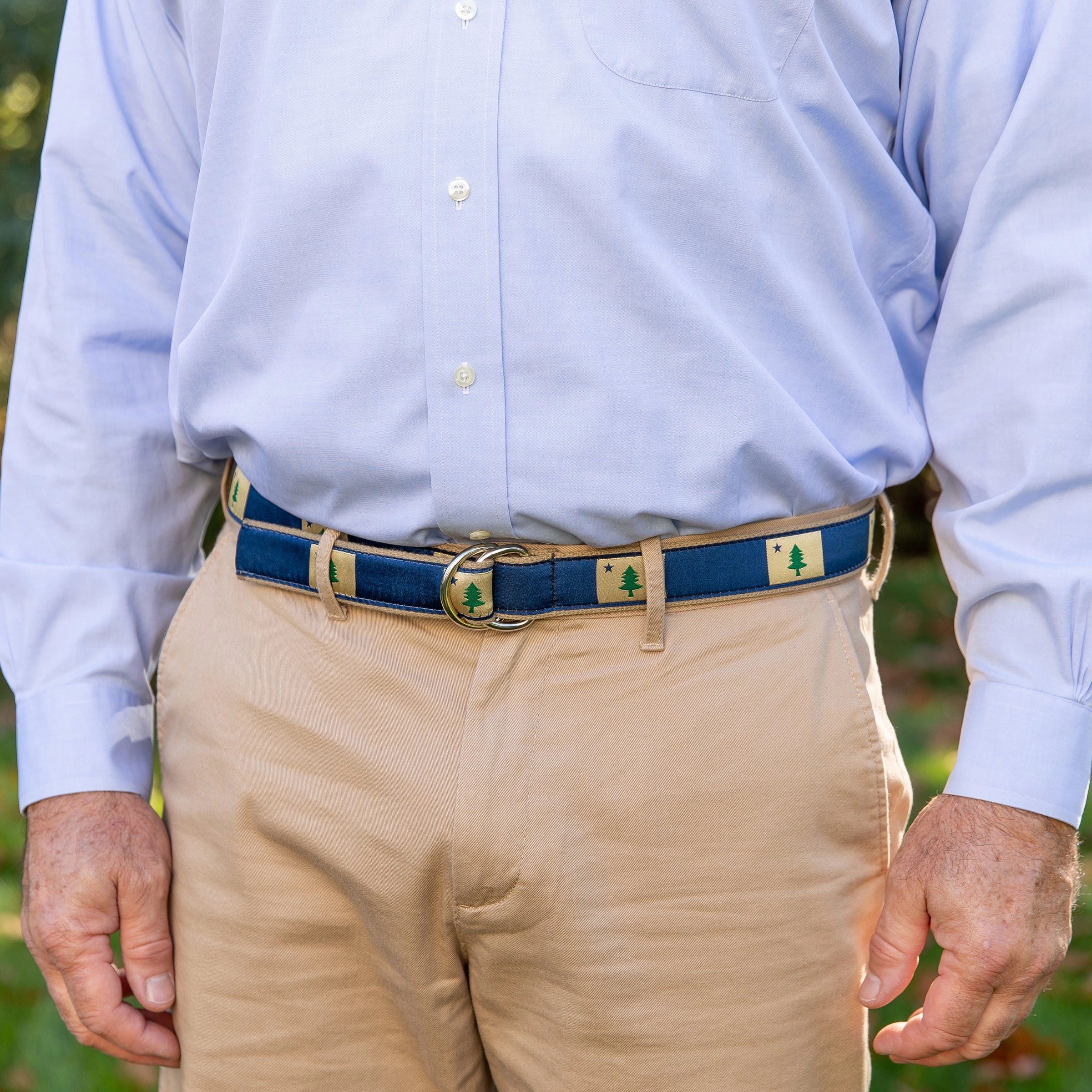 Original Maine Flag Ribbon D-Ring Belt