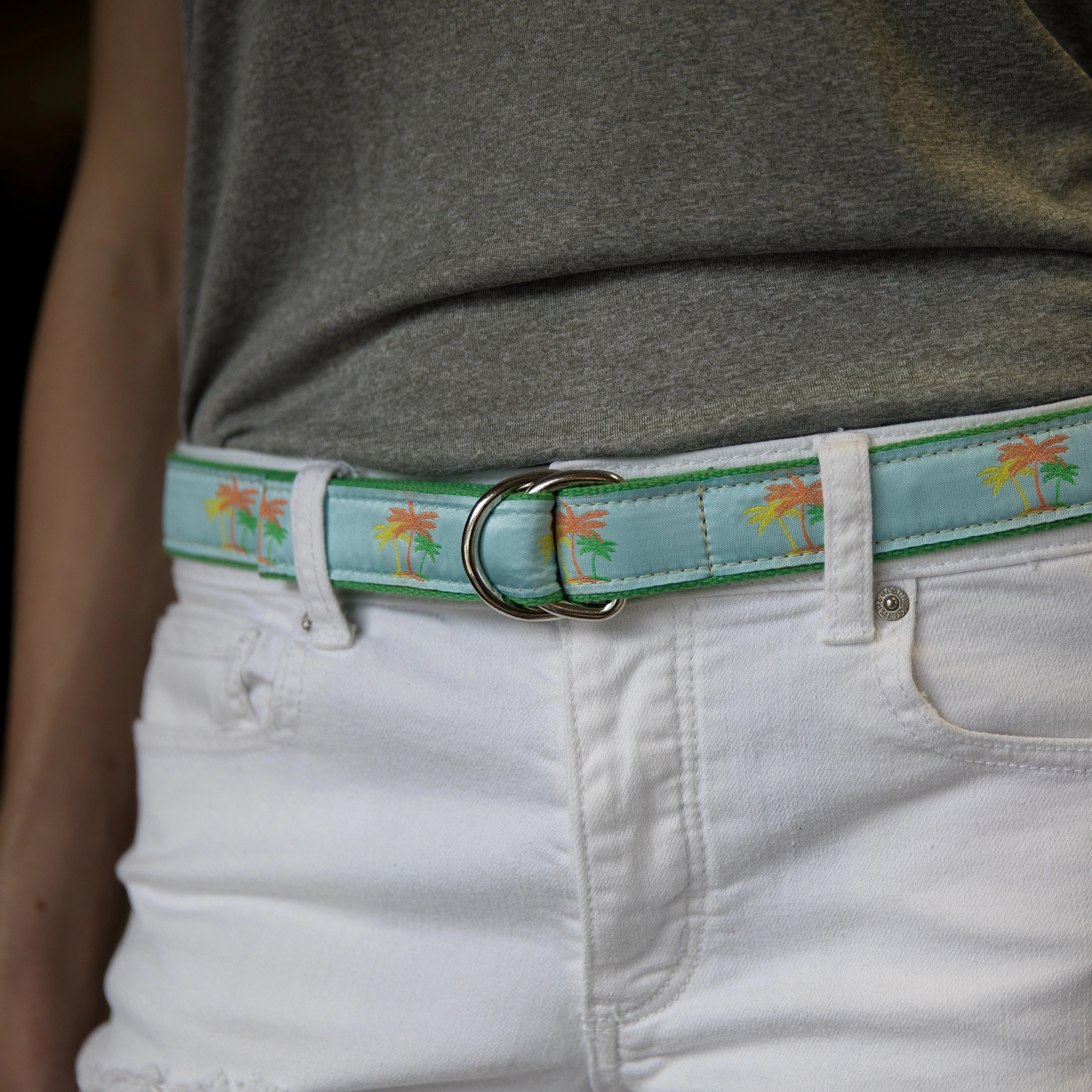 Palm Trees Ribbon D-Ring Belt