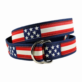Retro Flag Ribbon D-Ring Belt