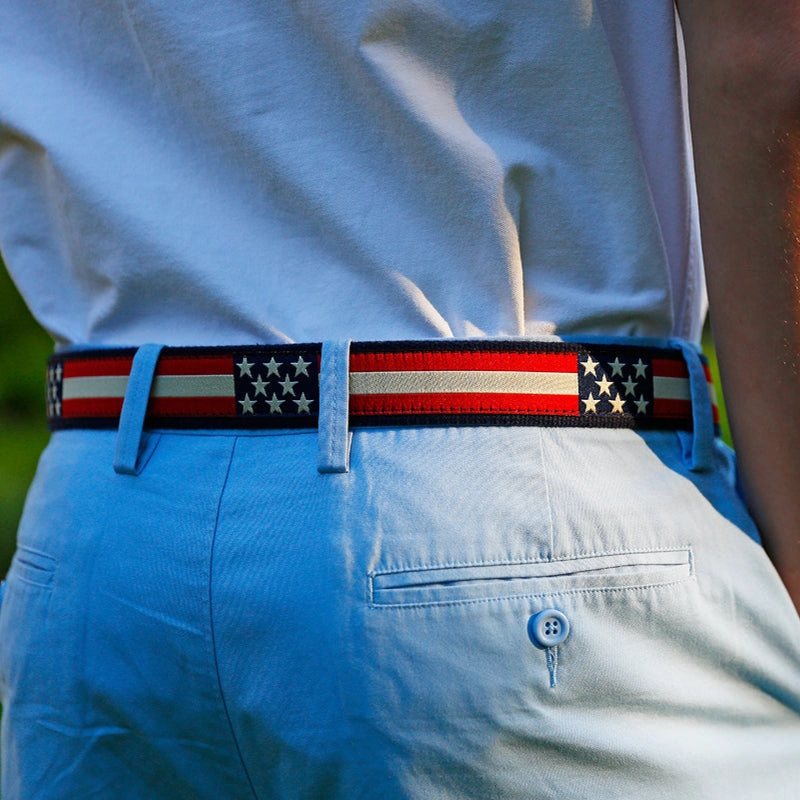 Retro Flag Ribbon D-Ring Belt